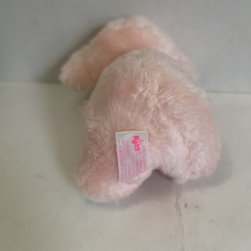 Peluche sonaglio elefante bambino Russ vintage Corea 6" rosa peluche - Foto 5 di 9