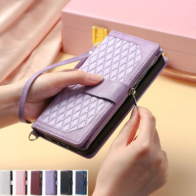 Grid Leather Card Wallet Phone Case For Oppo A94 A74 A53S A54 A72 A5 A9 A11 A15