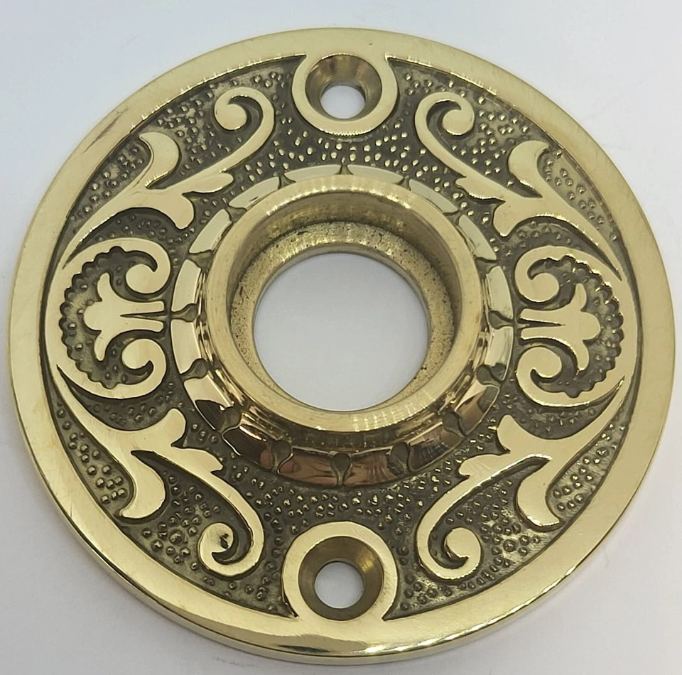 POMO ROSETA Redondo Patrón Floral Ornamentado Placa Puerta Pasaje Placa Trasera Retro Foto 3 de 4