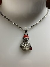 Handmade beautiful snowman 16  silver chain