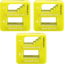 Demagnetizer and Magnetizer - Yellow -3 Pack for Screwdrivers Tips, Screws, Bits