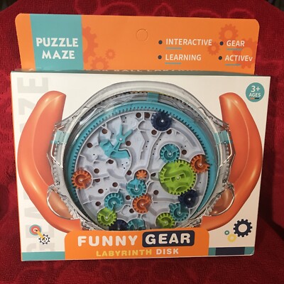 New Creative 3D Puzzle Funny Gear Labyrinth Disk GearMazeWheel Orange Handles