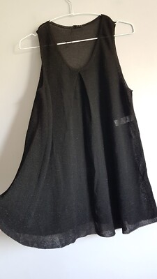 Sisley Damen Schwarz Metallic Ärmellos Feinstrick Mesh Top Tunika Gr. S 