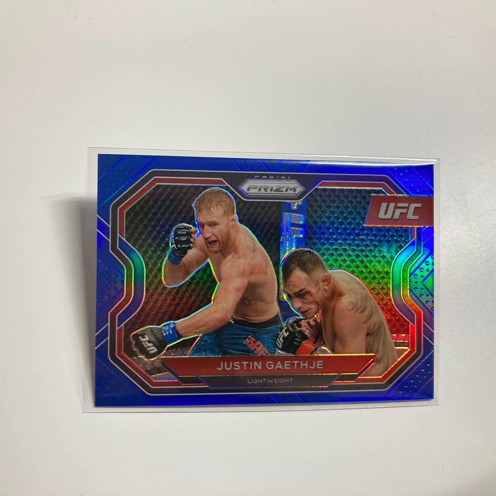 Justin Gaethje 2021 Panini Prizm UFC Blue Refractor Card 114/199 #141