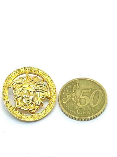 Versace Vintage Medusa Head 2 Μ Shank Buttons with Rim Meander Greek Key Border - Picture 6 of 6