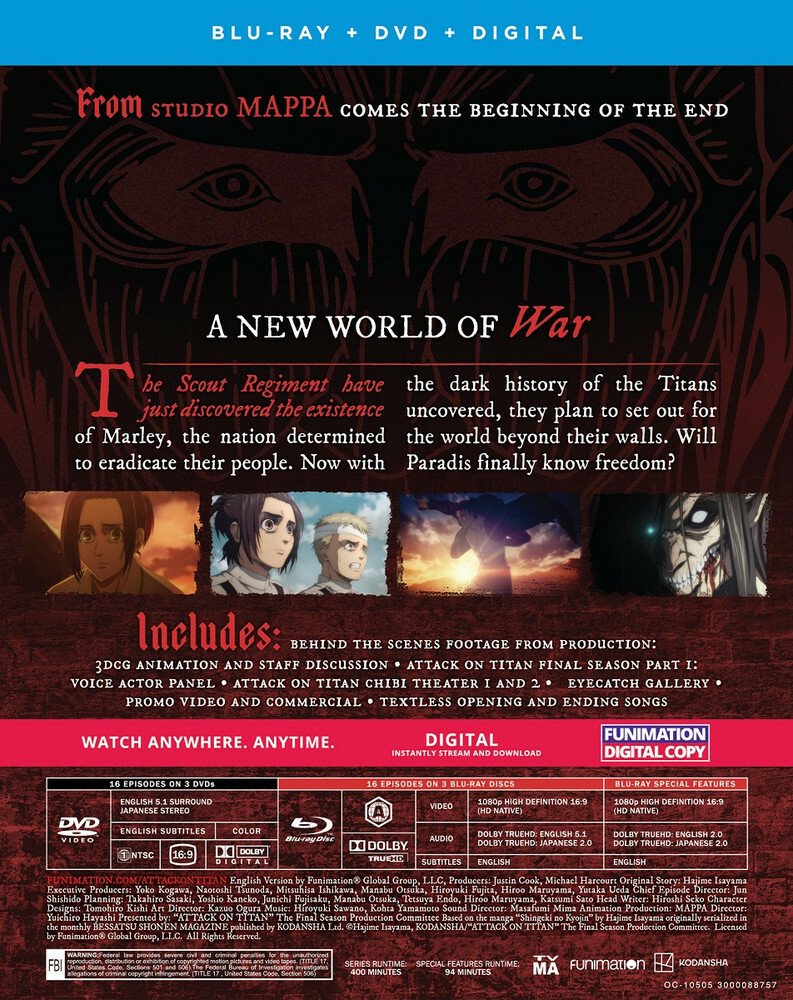 Attack on Titan The Final Season Part 1 BLURAY/DVD | eBay