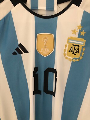 Lionel Messi Argentina World Cup 2022 Men's Jersey w/ Stars Badges 
