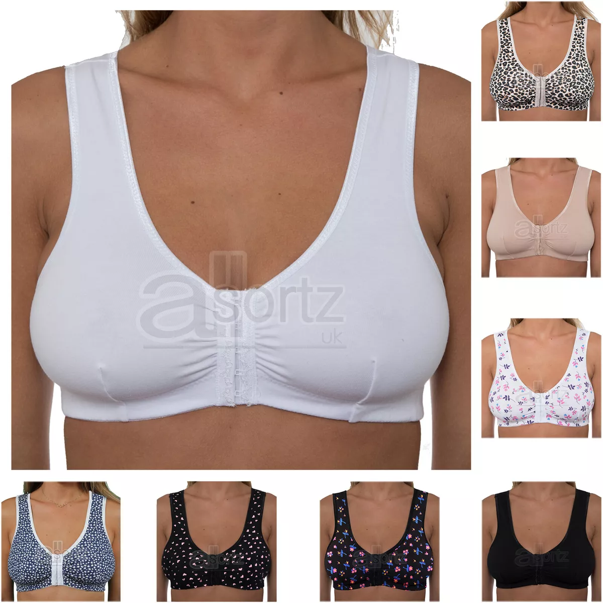 Front Fastening Bra Cotton Rich Ladies Non Wired Non Padded Soft