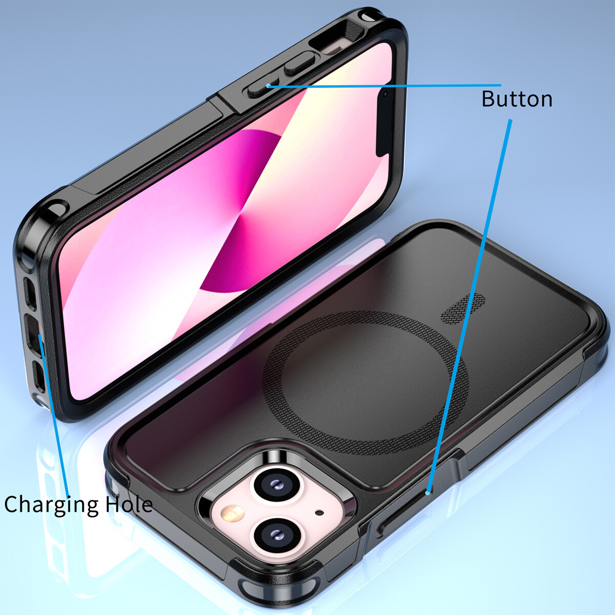 MagSafe Compatible Rugged Case For IPhone 11/13/14/15/16 Pro Max - Shockproof, Magnetic, Translucent Black