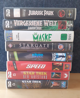 8x VHS Videokassetten * Blockbuster * Die Maske, Jurassic Park, Speed, Star Trek
