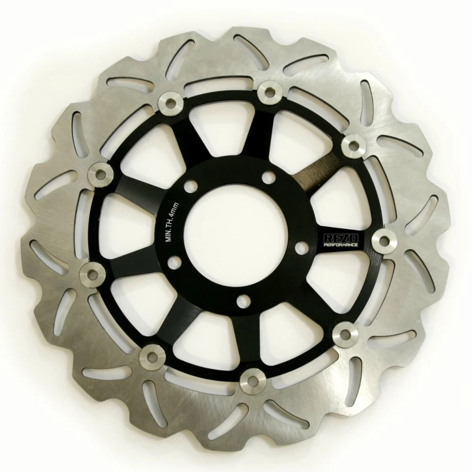 Par de discos de rotor de freno delantero ondulado Rezo para Triumph Speed Triple 955i 02-04 Foto 3 de 4