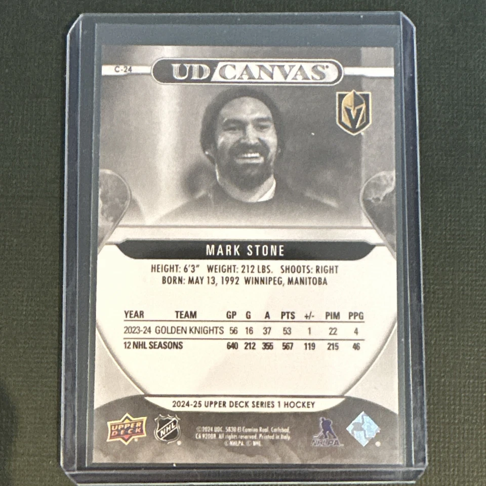 2024-25 Upper Deck Series 1 Mark Stone - UD Canvas Black & White #C24 - Image 2 of 2