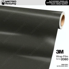 3M 2080 Satin Dark Gray Vinyl Vehicle Car Wrap Decal Film Sheet Roll | S261