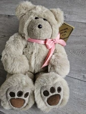 Vtg Deri Cartier Bear Company 1985 Baby Bear Pink Bow  17” w Tags Rare - SIGNED