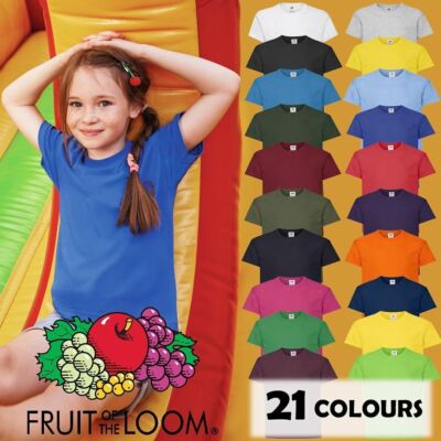 Kinder Jungen Mädchen Fruit Of The Loom Kinder T-Shirt Uni Basic 3er Pack Palin T