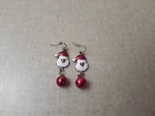 Christmas Enamel Santa Jingle Bell Dangle Earrings