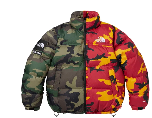 Veste nuptse fendue face nord camouflage bois taille XL SS24 à la main