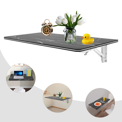 80x40cm Black Wall Mounted Folding Table Rectangular Wall Desk Folding Wall Desk