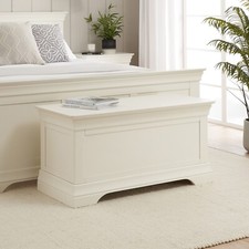Blanket Box Wilmslow White Painted - Storage Trunk Shoe Toy Bedroom Furniture