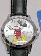 Disney Mickey Mouse Water Resistant Watch with Leather Band - New Condition