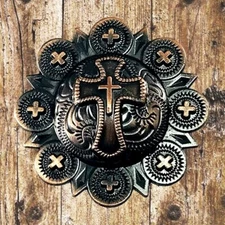 Western Christian Cross Antique Copper Finish Cabinet Knob CP290-AC-K