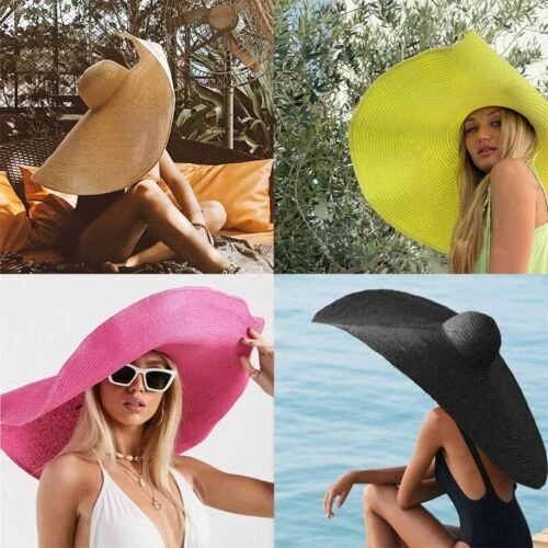 Summer Large Wide Brim Sun Hats for Women Oversized Beach Hat Foldable Trav