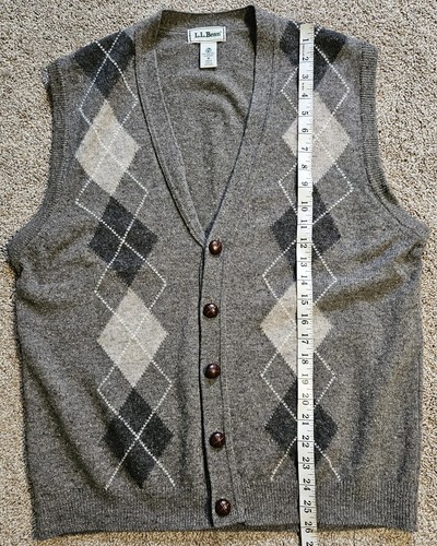 Vtg. LL Bean 100% Lamb Wool Mens M Sweater Vest Made In Ireland - Picture 5 of 5