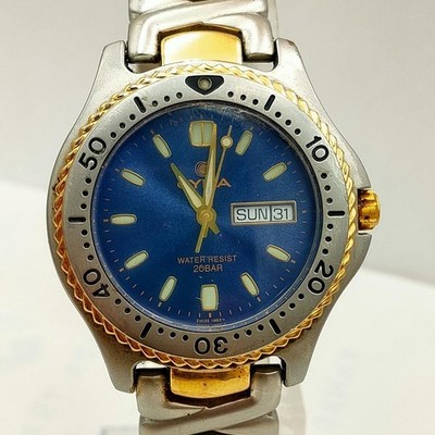 Vintage CYMA Diver Style Watch   Blue Dial   For Parts or Repair Project