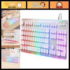 Retro Typewriter Style Keyboard - Rainbow LED Backlit, Round Keys, USB Wired, Sp thumbnail