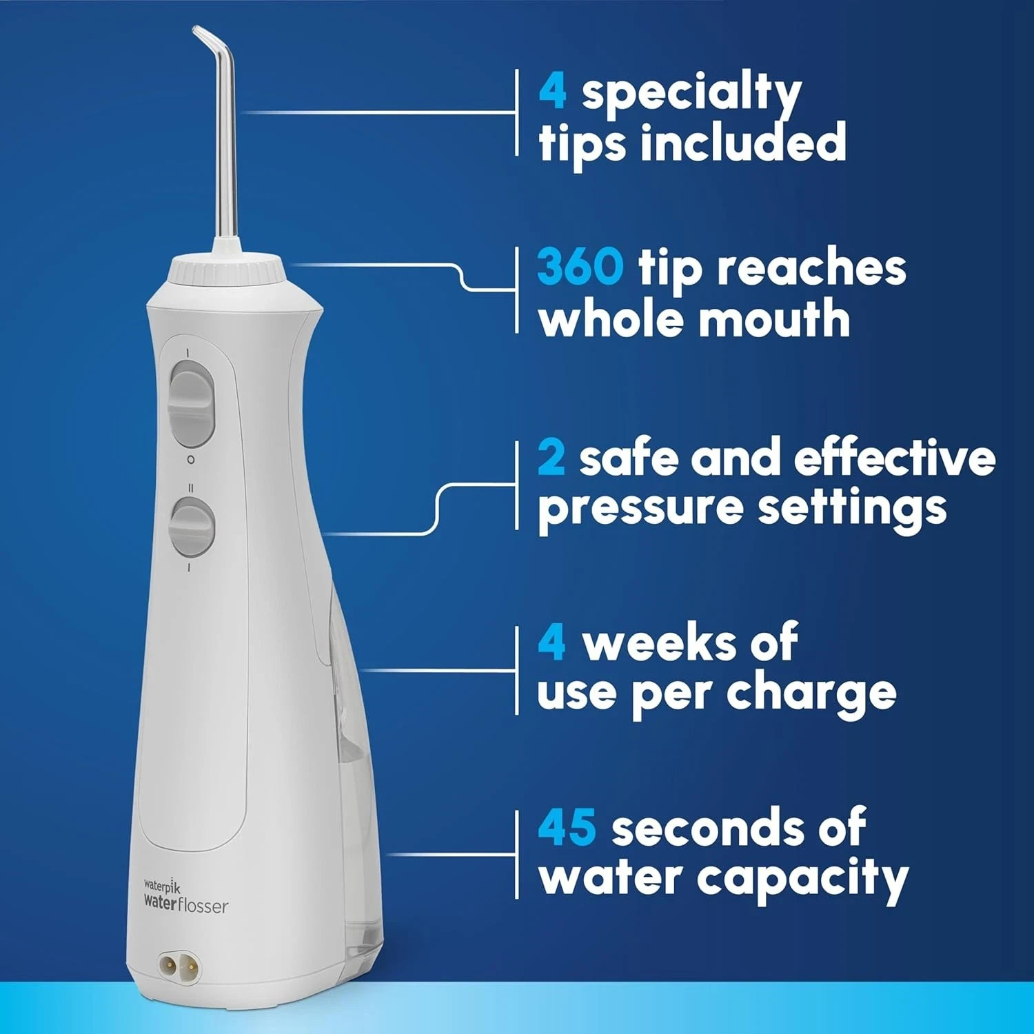 Waterpik Cordless Pearl Rechargeable Portable Water Flosser for Teeth, Gums, Bra