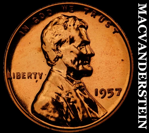 1957 Lincoln Wheat Cent - Red Choice Gem Proof  Lustrous  No Reserve  #G8076