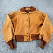 Vintage Chippewa Leather Jacket Womens Snap Front Coat Made USA 60s 70s *Flaws