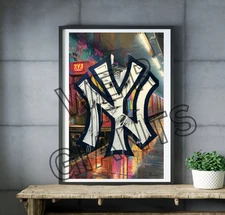 New York Yankees City Poster 11x17 New York City Wall Art by Rodeo Drive Designs