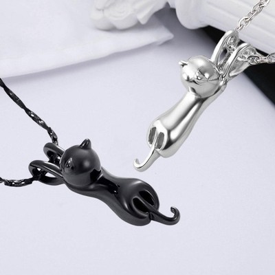 Katze Anhänger Kette Halskette glatte Oberfläche Katze Urne Anhänger hängend Tier 3D