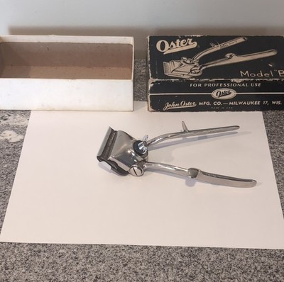 Oster Model B Manual Hair Clipper Silver Square Blade Unisex Head Face Neck