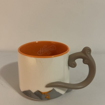 2014  STARBUCKS Hawaii VOLCANO 10oz Mug Orange Lava interior Smoke / Ash Handle
