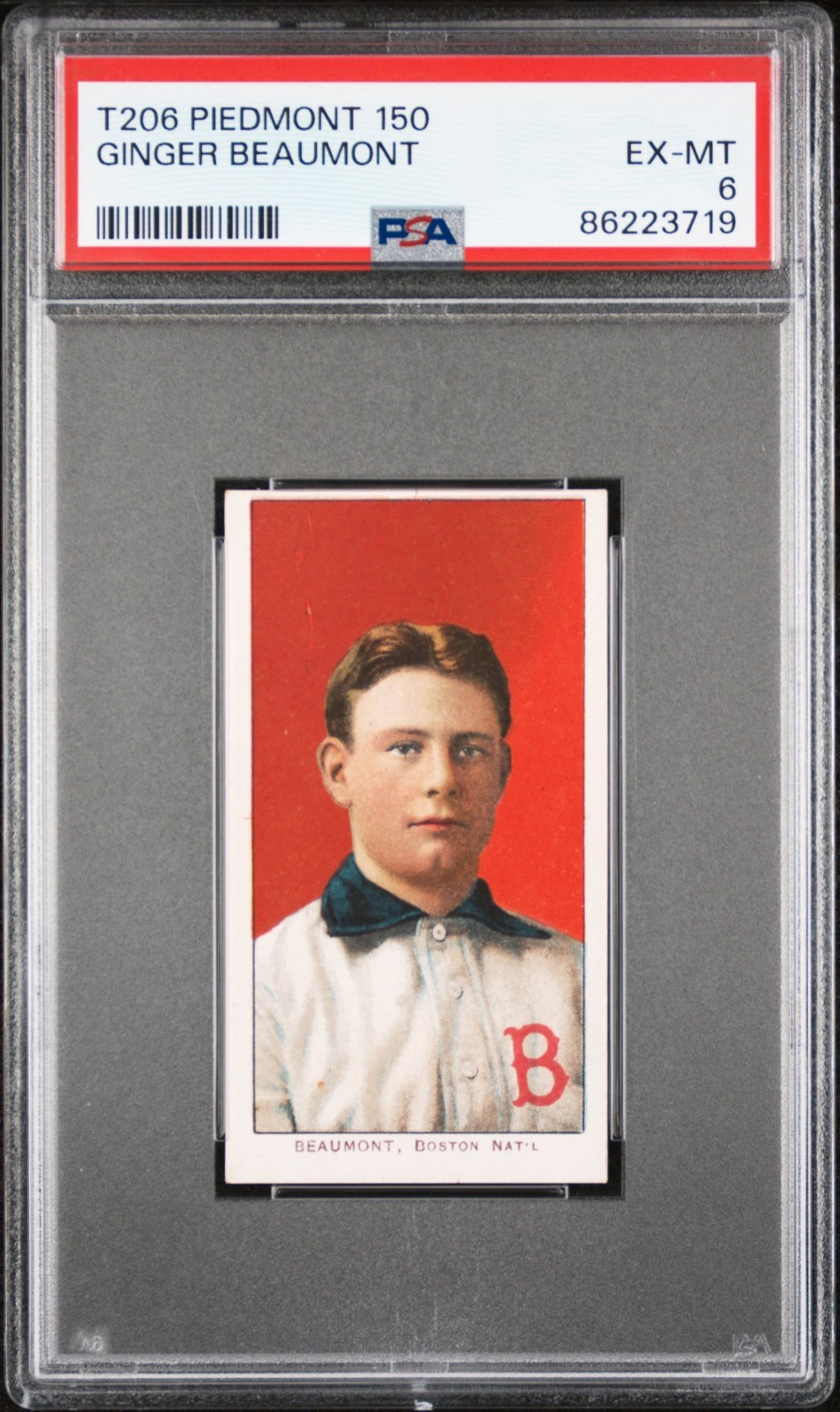 1909-11 T206 Ginger Beaumont PSA 6 EX-MT Piedmont 150/25 - Braves