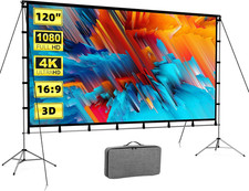 120 Inch Projector Screen with Stand, 16:9 4K HD, Video Projector Screen Indoor