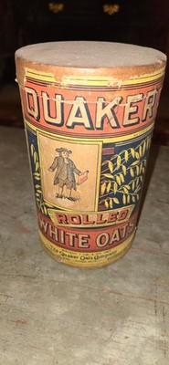 Rare Antique Pure Quaker Rolled White Oats 1 Lb 4 Oz Box Circa 1915