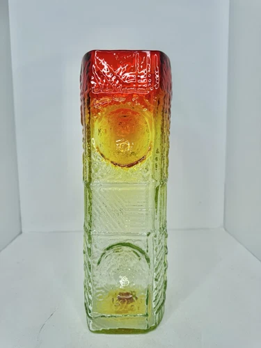 HTF Vintage MCM Blenko Glass 6949 Vase In Tangerine 12.5” Stunning