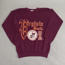 Vintage Virginia Tech Hokies University Sweatshirt Sz M Old English USA Made 90s
