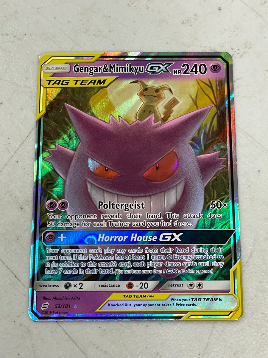 2019 Pokemon Sun Moon Team Up Gengar Mimikyu GX Full Art #53/181