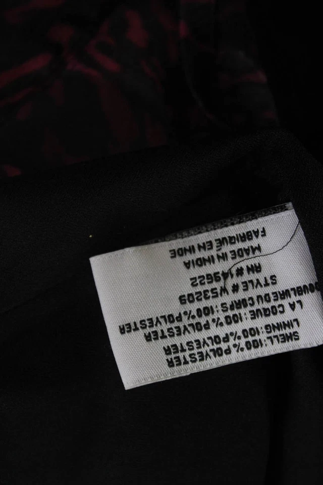 Blusa Top Walter Baker Mujer Abstracta Manga Larga Con Botones Roja Talla XL Foto 4 de 4