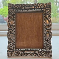Vintage Heavy Pewter Artmex casa supply inc Photo Art Frame 4x6 Wood-Back Vtg
