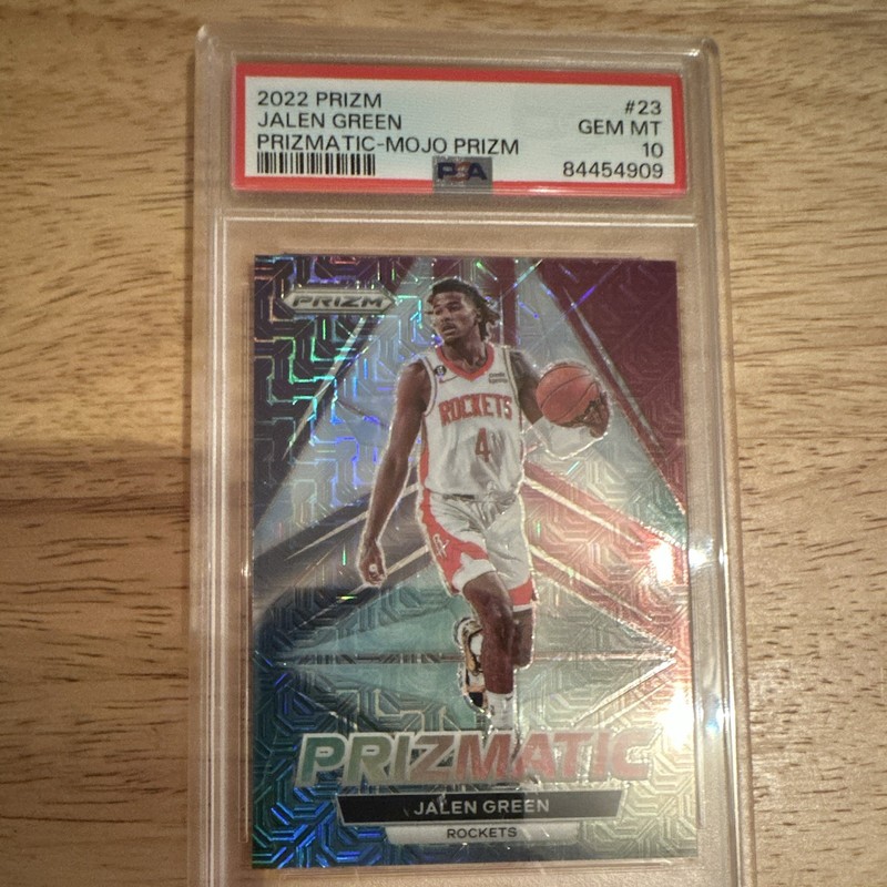 Panini 2022-23 Prizm Prizmatic Mojo Jalen Green #23 PSA 10 17/25 Houston Rockets