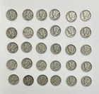 Mercury Dimes 10C Silver Coins Lot of 30 1936-1945 Circulated US