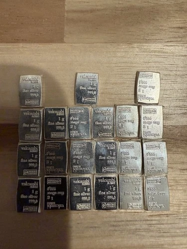 Lot Of 21 - I Gram 999 Fine Silver Bars valcambi bars