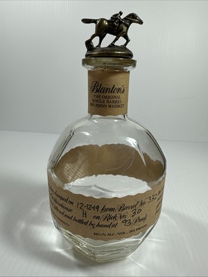 Blantons Empty & Unrinsed Bourbon Bottle Dump Date 12-12-19 Stopper Letter T