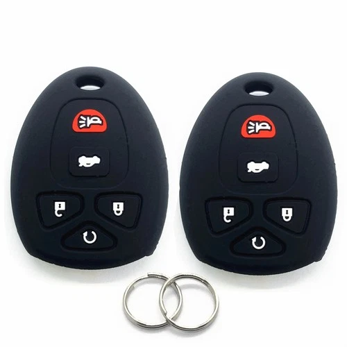 2Pcs Black Silicone For Chevrolet Malibu Buick Pontiac G5 G6 5 BTN Key Fob Cover