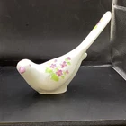 Vintage Fenton Glass  Hand Painted Bird Figurine with Floral Design Signed Nancy